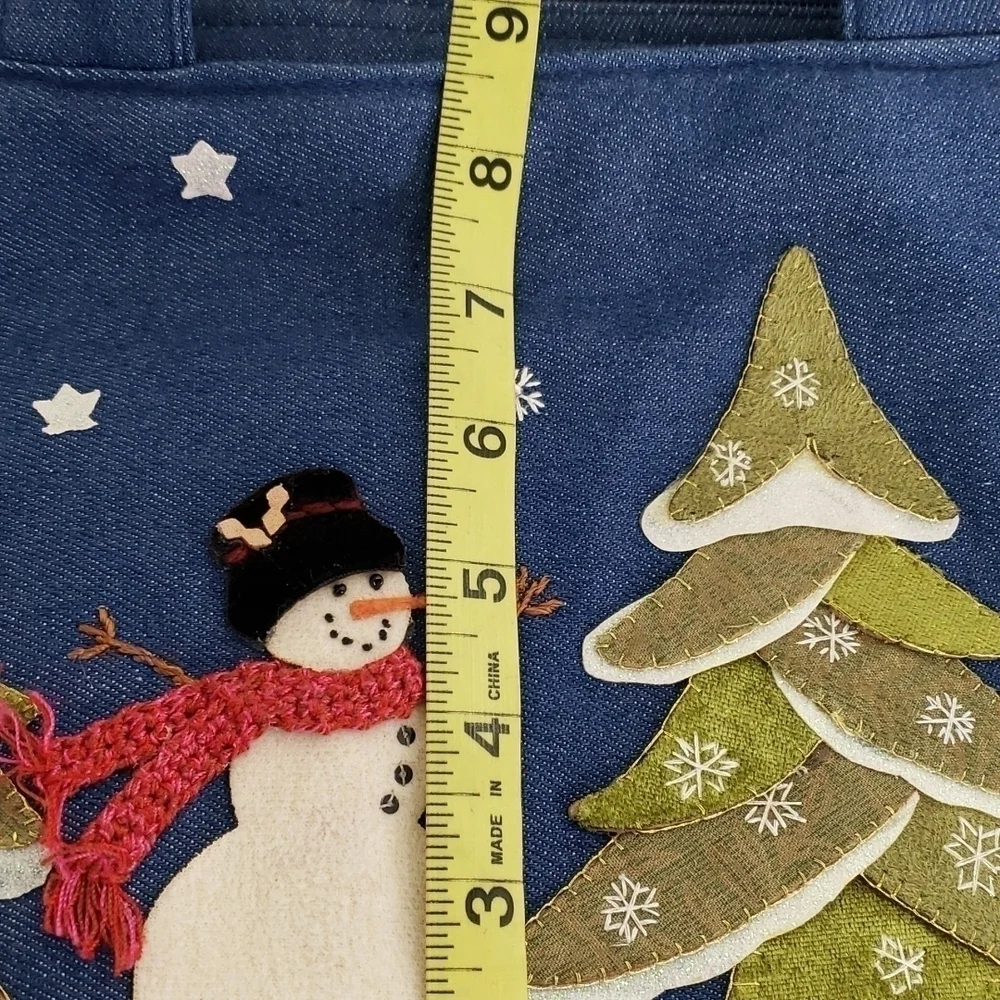 Cappelli Straworld Inc Bag 2008 Snowman Decor 100% Cotton Denim GUC - Picture 10 of 14